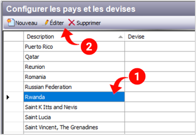 S&eacute;lectionner puis Editer ou Supprimer un pays - IHTP