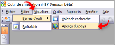 Menu Visualiser > Barres d'outil > Aper&ccedil;u du pays - IHTP