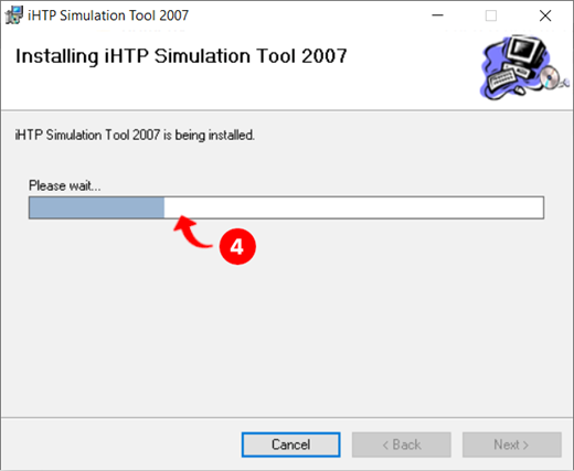 La barre de progression d'installation d'IHTP