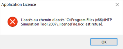 Acc&egrave;s refus&eacute; &agrave; IHTP par Windows