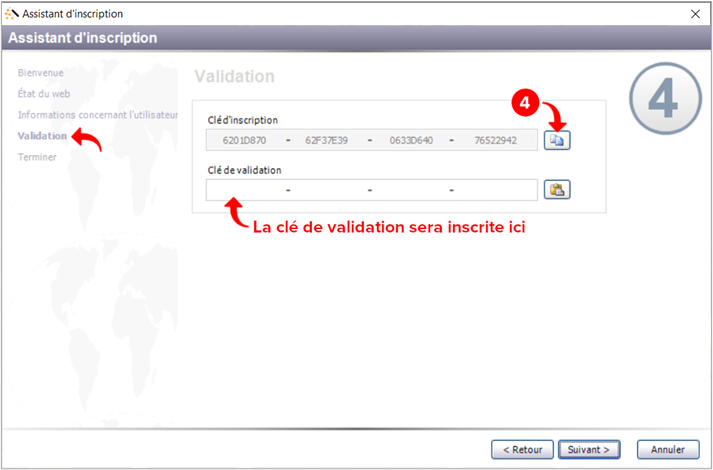 Section Validation de l'assistant d'inscription IHTP