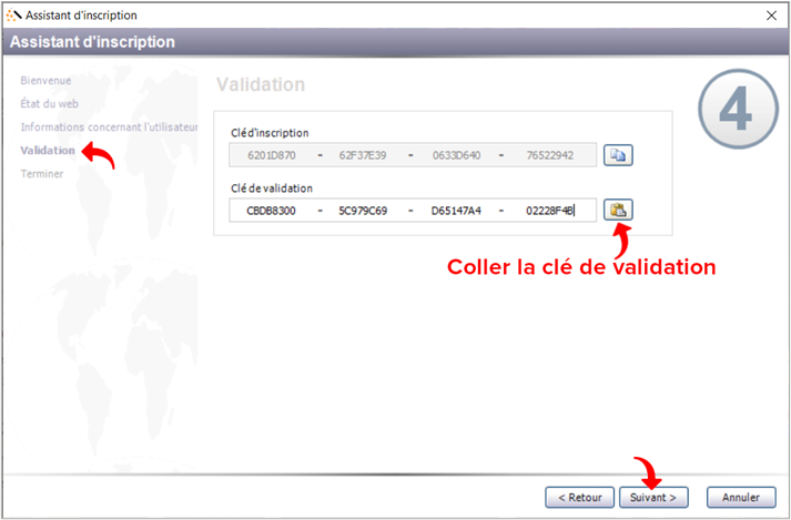 Section Validation dans l'Assistant d'inscription - IHTP