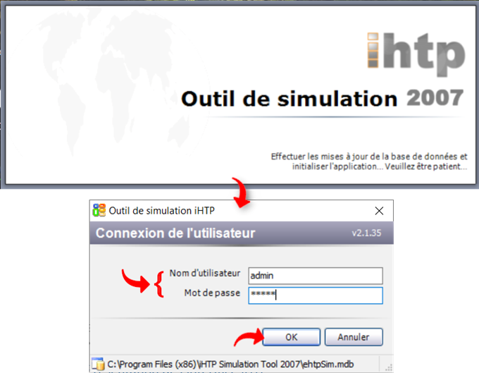 Ouverture d'IHTP et Connexion de l'utilisateur
