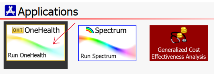 Bouton Run OneHealth in the applications section