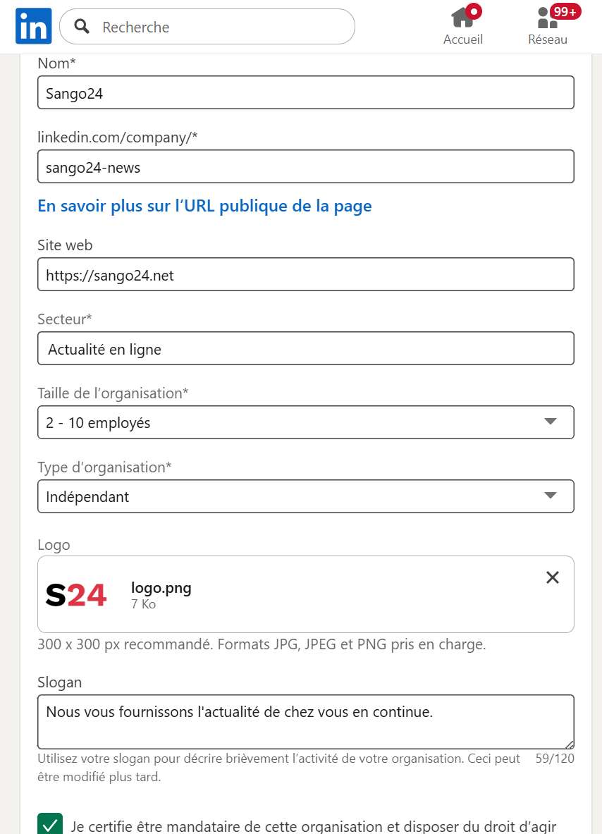 Cr&eacute;er une page LinkedIn