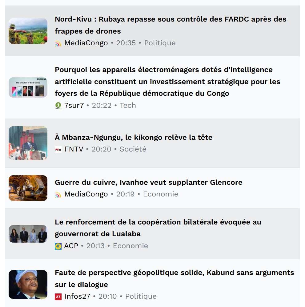Section Médias dans Sango24