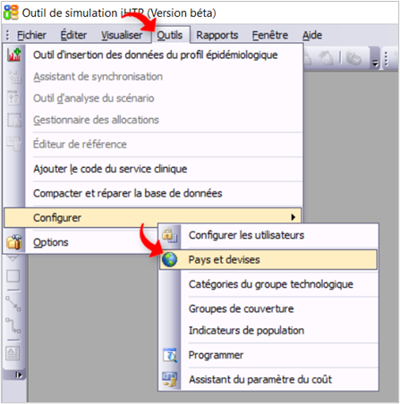Outils > Configurer > Pays et devises - IHTP
